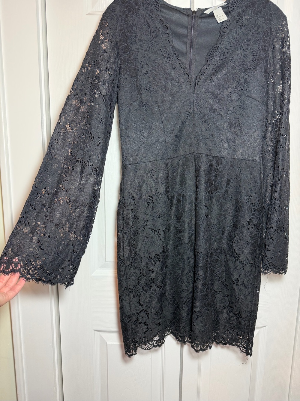 H&M Black Floral Lace Long-Sleeve Dress